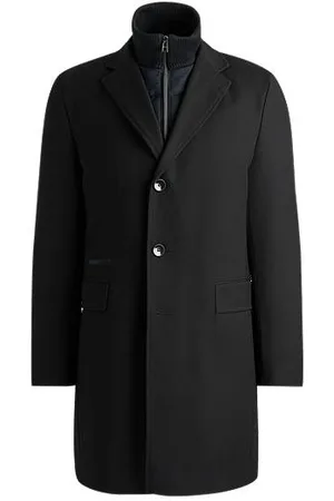 HUGO BOSS Water-repellent wool-blend coat with zip-up inner