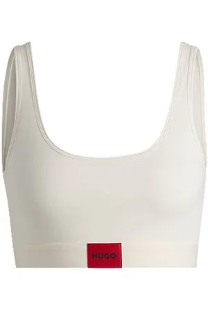 HUGO BOSS Stretch-cotton bralette with red logo label