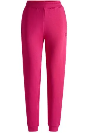 HUGO BOSS Cotton-terry tracksuit bottoms with stacked logo
