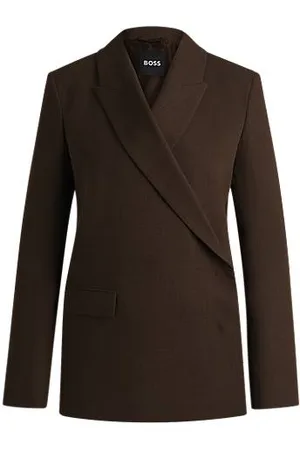 HUGO BOSS Wrap-front blazer in melange virgin-wool crepe