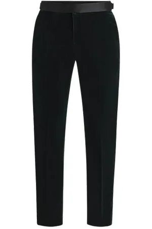 HUGO BOSS Slim-fit tuxedo trousers in cotton velvet
