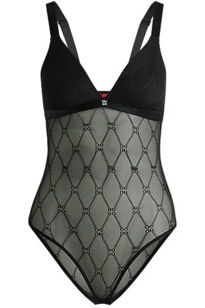 HUGO BOSS Chain-lace bodysuit with padding
