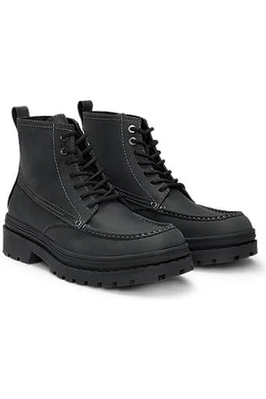 HUGO BOSS Rubber-sole half boots in pull-up leather