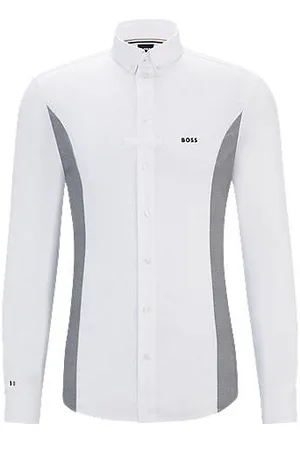 HUGO BOSS Equestrian tournament shirt with melange inserts
