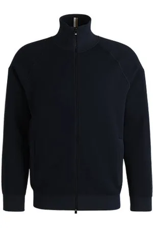 HUGO BOSS Zip-up cardigan in cotton and virgin wool