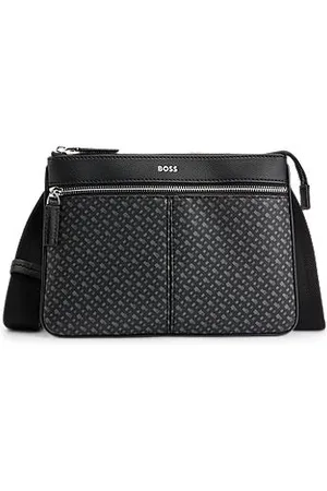 HUGO BOSS Shoulder bag with monogram insert and silver-colored foil logo