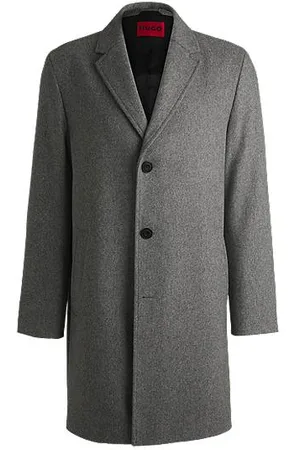 HUGO BOSS Regular-fit coat in a melange wool blend