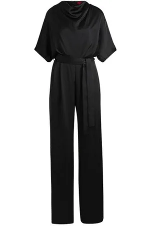 HUGO BOSS Cowl-neck regular-fit jumpsuit in fluent satin