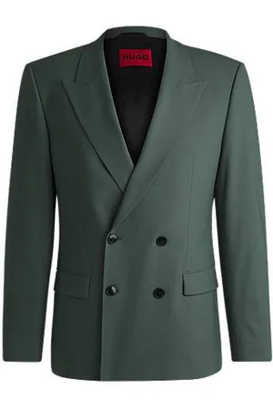 HUGO BOSS Slim-fit jacket in wool-blend stretch poplin