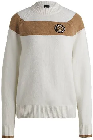 HUGO BOSS Ski virgin-wool sweater with camel stripes