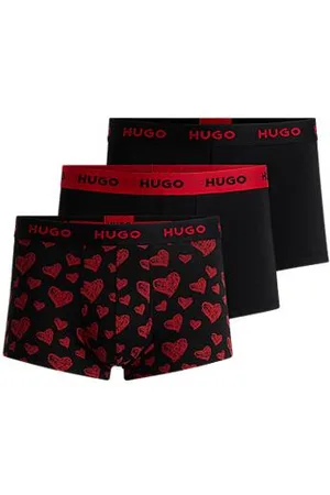 HUGO BOSS Three-pack of stretch-cotton trunks with logo waistbands