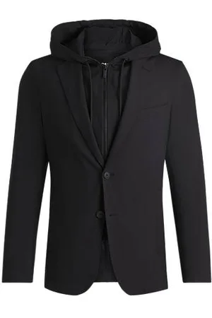 HUGO BOSS Slim-fit jacket with removable hooded inner