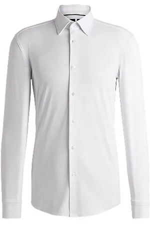 HUGO BOSS Slim-fit shirt in textured performance-stretch jersey