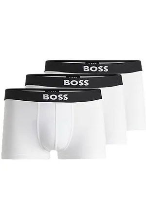 HUGO BOSS Three-pack of stretch-cotton trunks with logo waistbands