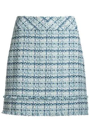 HUGO BOSS Slim-fit tweed mini skirt with fringing