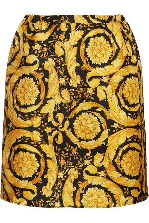 VERSACE Silk Twill Barocco Print Mini Skirt