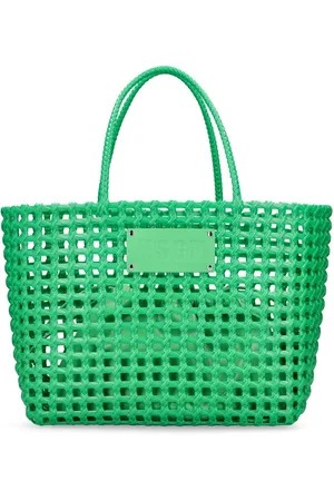 Msgm Logo Braided Tote Bag