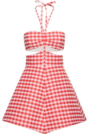 Rosie Assoulin Dame Mønstrede kjoler - Gingham Printed Canvas Cutout Mini Dress