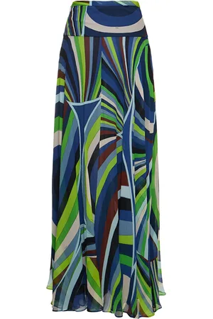 Puccini Iride High Rise Silk Chiffon Maxi Skirt