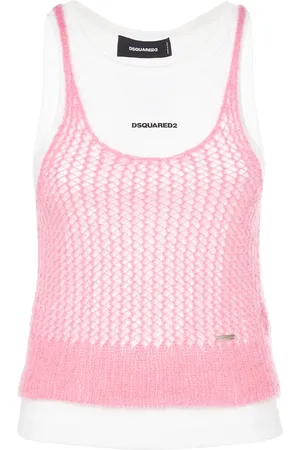 Dsquared2 Layered Mohair Blend & Jersey Tank Top
