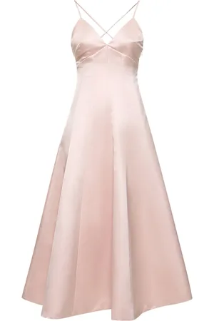 Serafini Duchess Crisscross Satin Midi Dress
