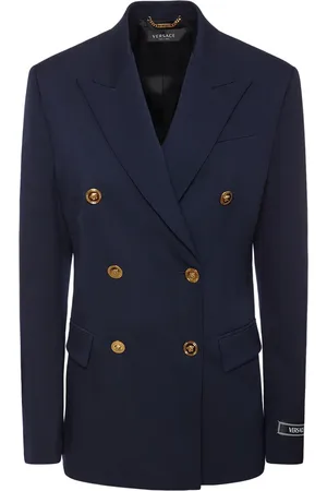 VERSACE Stretch Wool Double Breast Jacket