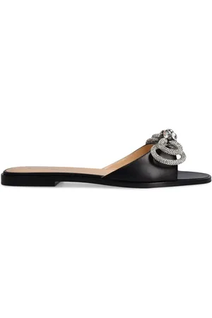 Mach & Mach 10mm Double Bow Leather Flat Sandals