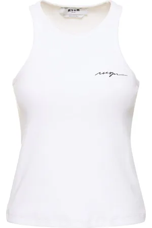 Msgm Ribbed Stretch Cotton Tank Top