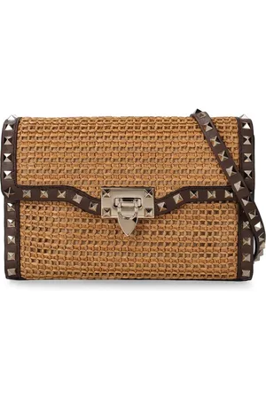 VALENTINO GARAVANI Small Rockstud Raffia Effect Bag