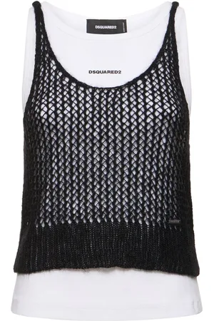 Dsquared2 Layered Mohair Blend & Jersey Tank Top