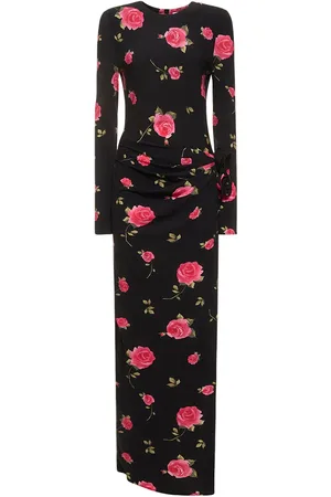 MAGDA BUTRYM Rose Printed Draped Jersey Long Dress
