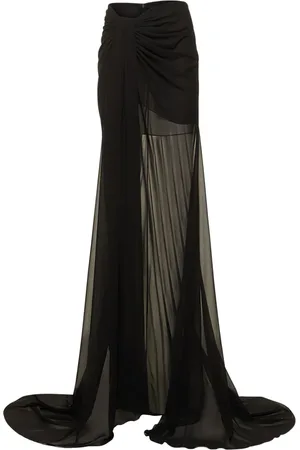 Monot Draped Georgette Long Skirt W/ Train
