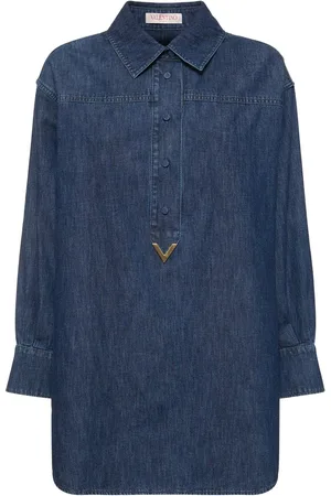 VALENTINO Denim Cotton Shirt Mini Dress