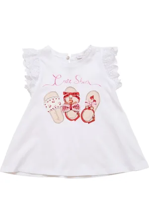 MONNALISA Printed Cotton Jersey & Lace T-shirt