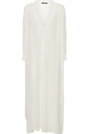 Balmain Shiny Jersey Long V-neck Kaftan Dress