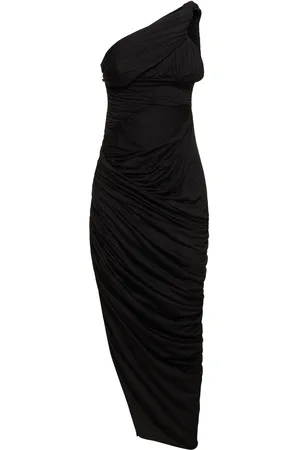 Rick Owens Lido Draped Cotton Asymmetric Midi Dress
