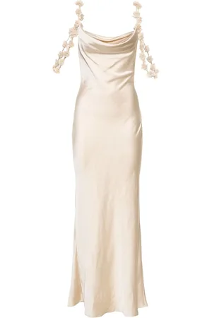 Self-Portrait Satin Flower Maxi Dress