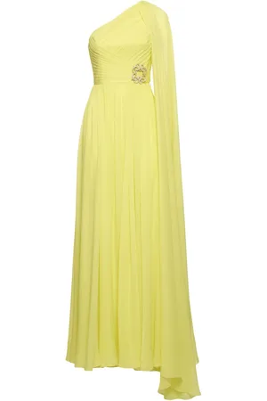 Elie saab Embellished Silk One Shoulder Long Dress