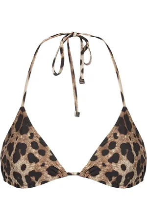 Dolce & Gabbana Leopard Print Jersey Bikini Top