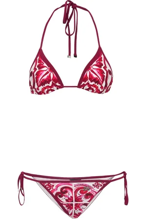 Dolce & Gabbana Maiolica Print Lycra Triangle Bikini Set