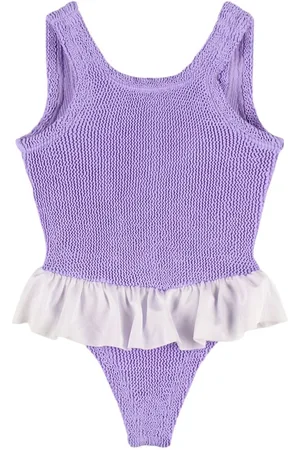 Hunza G Seersucker Swimsuit W/ Ruffles 7-12y