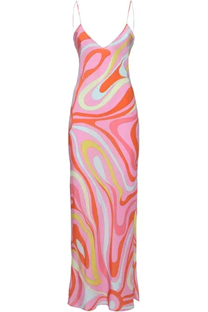 Puccini Printed Silk Crepe Long Dress