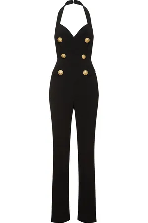 Balmain V-neck Tailored Crepe Jumpsuit