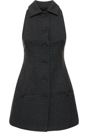 Serafini Sleeveless Houndstooth Tech Mini Dress