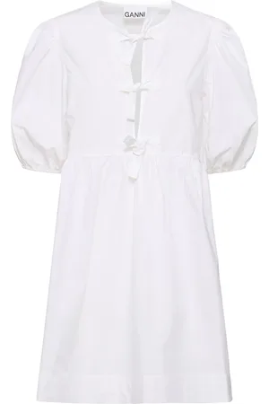 Ganni Cotton Poplin Tie-string Mini Dress