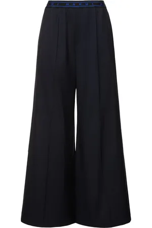 Marni Logo Elastic Waist Flared Wool Pants