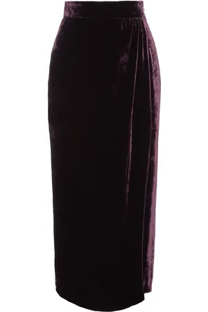 BLUMARINE Fluid Velvet Wrapped Midi Skirt