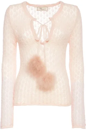 BLUMARINE Openwork Knit Sweater W/ Pompoms