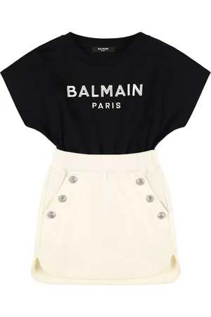 Balmain Logo Print Two-tone Jersey Dress