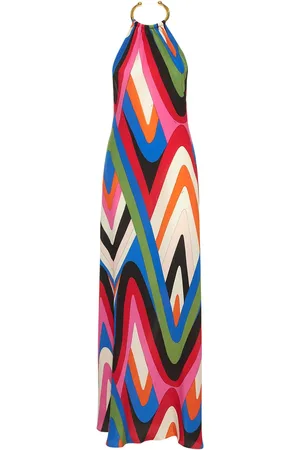 Puccini Crepe De Chine Moiré Print Long Dress